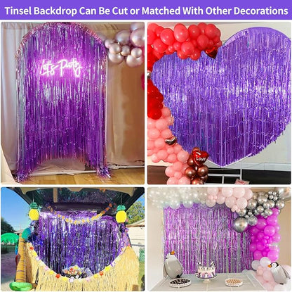 JINSUI Purple Fringe Backdrop 3.3x8.2ft, 2 Pack Streamers Party Decorations | - Image 5