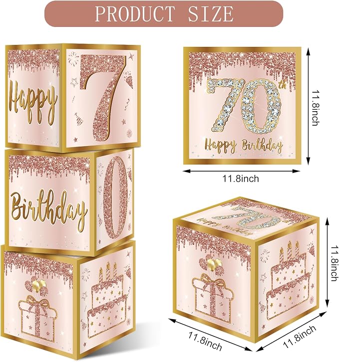 Guiruiy 3Pcs 70th Birthday Decorations Balloon Gift Boxes - Image 2