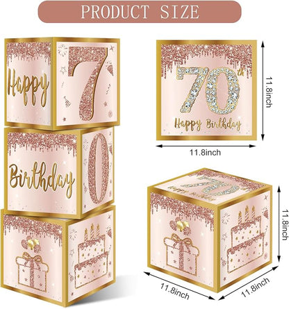 Guiruiy 3Pcs 70th Birthday Decorations Balloon Gift Boxes - Image 2