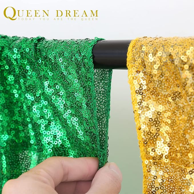 Green Sequin Backdrop 4 Panels 2FTx8FT Glitter Wedding Photo Backdrop | - Image 5