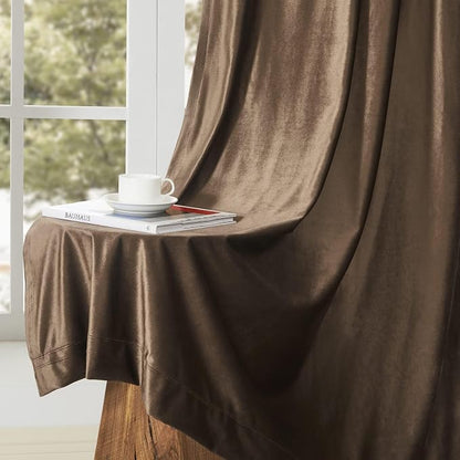 BULBUL Velvet Brown Blackout Curtains 102 inch Long - Image 7