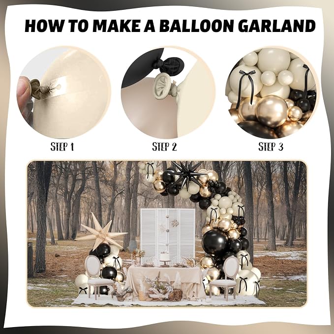 Black White Gold Balloon Garland Kit - Image 7