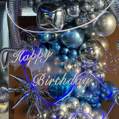Voircoloria 90pcs Metcllic Blue Balloons Garland Arch Kit, 18 12 10 5 Inch | - Image 6