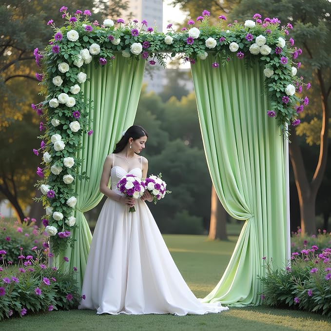 Asee'm Sage Green Backdrop Curtains Drapes - Image 4