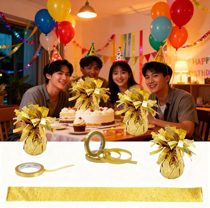 Metallic Gold Balloon Weights, 12 Pack | Metallic gold PET film; helium balloon - Image 5