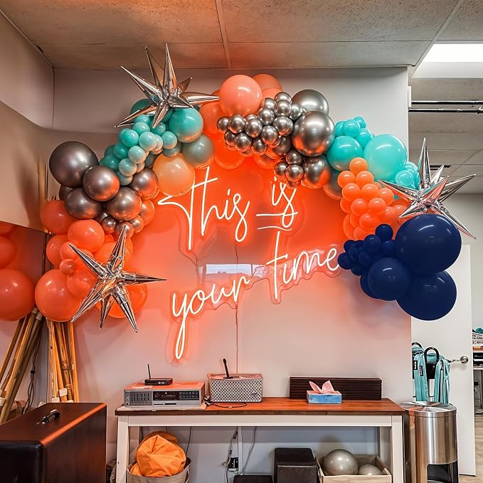 Blue Orange Balloons, 12 Inch Teal Navy Bule Balloons - Image 7
