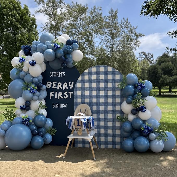 Blue White Balloon Arch Kit for Blueberry Baby Shower Birthday Decorations | - Image 2