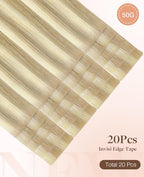 GOO GOO Invisi Edge Tape in Hair Extensions Human Hair, 18A/613A Dark Blonde Highlighted Bleach Blonde 20pcs 22inch 50g, Virgin Remy Hair, Seamless Injected Tape, Natural Look