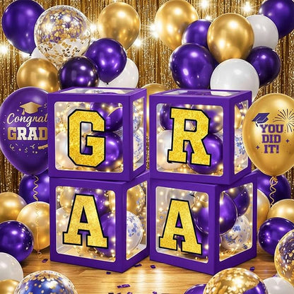 Graduation Decorations Class of 2026 Purple and Gold Balloon Boxes and Arch - Image 7