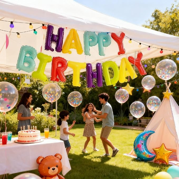16" Happy Birthday Foil Letter Balloons Banner Set | Alphabet Balloons - Image 4