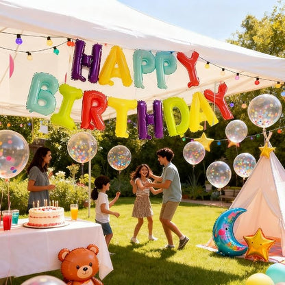 16" Happy Birthday Foil Letter Balloons Banner Set | Alphabet Balloons - Image 4