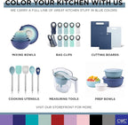 COOK WITH COLOR Mixing Bowls with Lids - 12 Piece Plastic Nesting Bowls Set includes 6 Prep Bowls and 6 Lids, Rhombus Design - Microwave Safe (Blue)