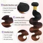 Body Wave Ombre Bundles Human Hair T1B/2/30 Chestnut Brown Ombre Color 2 Bundles of 14 Inch 100% Real Human Hair Unprocessed Raw Material For Quicky Weave