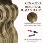 GOO GOO Tape in Hair Extensions Human Hair, 2/6/18 Balayage Brown to Dirty Blonde, 14inch 50g 20pcs, Thick Ends Straight Seamless Tape in, Invisible Tape in Hair Extensions Human Hair