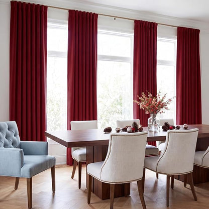 Red Velvet Curtains Extra Long for Chrismas Decor, W52 x L102, Room Darkening - Image 8