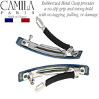 Camila Paris CP2956 French Hair Barrette Clip for Girls, Set of 2 Rubberized Metal Clasp Strong Hold Grip Hair Clips for Women, No Slip and Durable Styling Girls Hair Accessories, Made in France