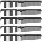 Styling Comb (5 Pack) | Professional 7 Inch Black Carbon Fiber Anti Static Chemical And Heat Resistant Comb For All Hair Types | Fine and Wide Tooth Combs For Men and Women | By Bardeau Essentials