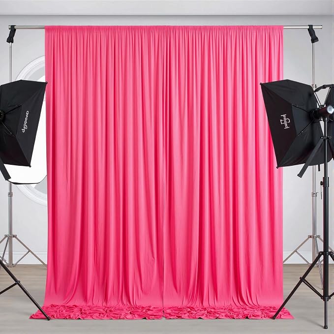 10 ft x 10 ft Wrinkle Free Hot Pink Backdrop Curtains - Image 7