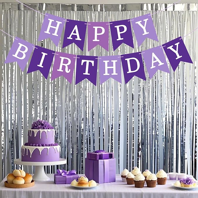 Happy Birthday Banner Sign, Birthday Garland Wall Door Banners Flag - Image 2