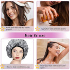 2 Pcs Double Layer Deep Conditioning Cap, Aluminum Foil Hair Heat Cap Reusable Shower Caps Steam Caps for Hair Treatments Home and Salon Use(Striped Plaid)
