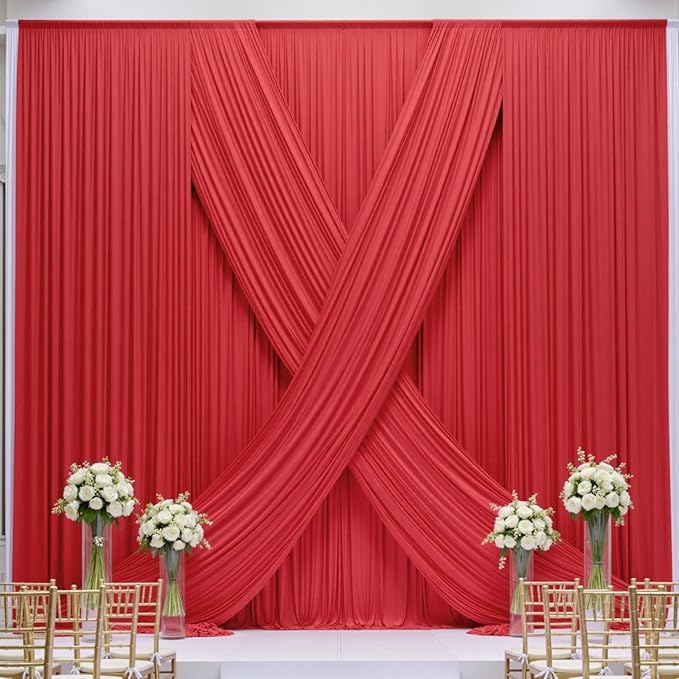 50×12ft Wrinkle Free Red Backdrop Curtain - Image 5