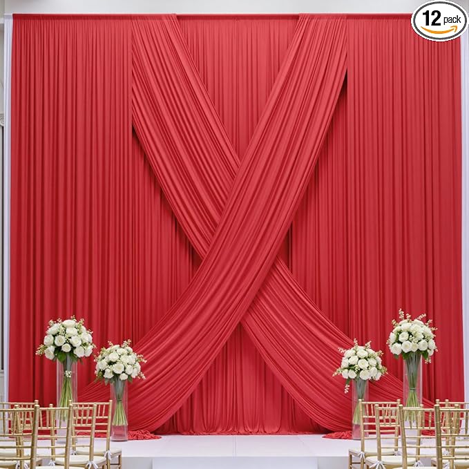 60×12ft Wrinkle Free Red Backdrop Curtain by ENJOYYOURPARTY