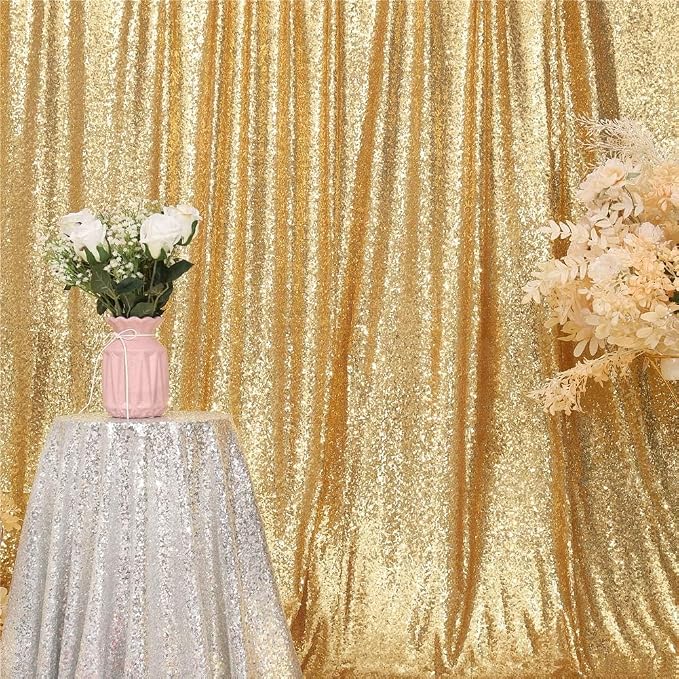 Eternal Beauty Gold 3mm Sequin Backdrop 20x10 Ft - Image 4