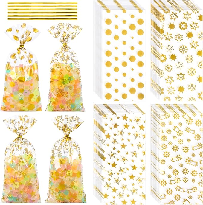 COQOFA 100 Pcs Mixed 5"X11" Gift Wrap Cellophane Treat Bag Party Favor bags by COQOFA