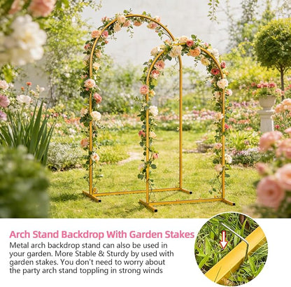 Metal Arch Backdrop Stand, 7.2FT+6FT Wedding Arches Frame, Balloon Arch Backdrop - Image 5
