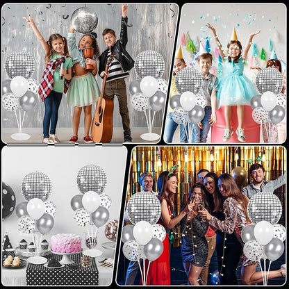 4 Sets Silver Disco Ball Balloons Stand Kit - Image 7