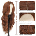 NAYOO Long Auburn Wavy Wig for Women 26 Inch Middle Part Curly Wavy Wig Natural Looking Synthetic Heat Resistant Fiber for Daily Party Use(26Inch Auburn)