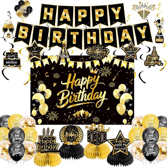 Black Gold Birthday Decorations by Unknown