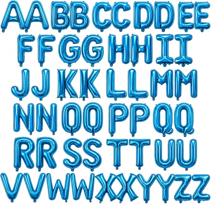 52 Pcs Blue Letter Balloons 16 Inch Mylar Foil Alphabet Letters 2 Sets A- Z by Togvu