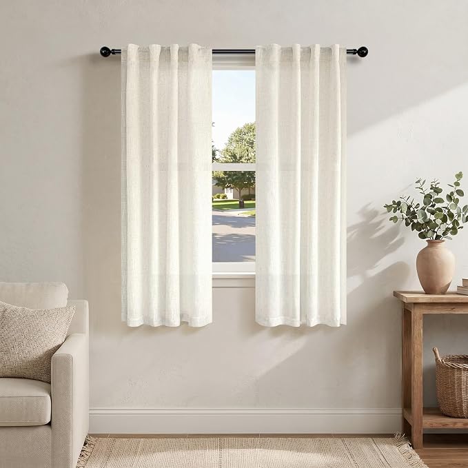 Pitalk Light Filtering Linen Curtains 72 Inch Long by Pitalk