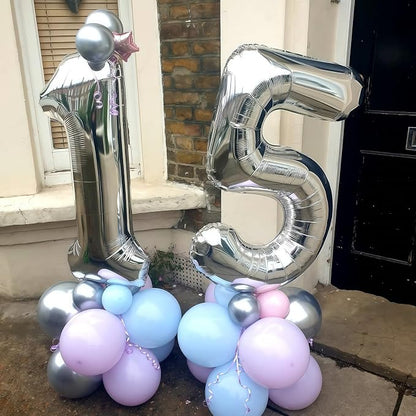 26 Balloons Number, Giant Silver Number 2 & 6 Helium Foil Balloon - Image 8