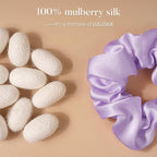 LULUSILK Silk Scrunchies for Hair Sleep, 100% Real Mulberry Silk, No Damage Hair Ties for Women and Girls, Lavender Pink and Peacock Blue, Pack of 3