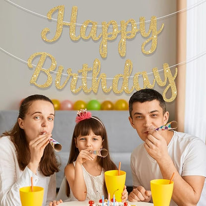 Glitter Happy Birthday Banner Sign Birthday Garland Wall Door Banners Flag - Image 6
