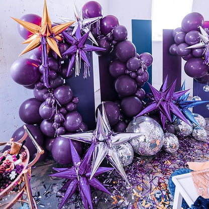 PartyWoo Metallic Purple Star Spike Balloon Arch Kit 110pcs Different Sizes | - Image 6