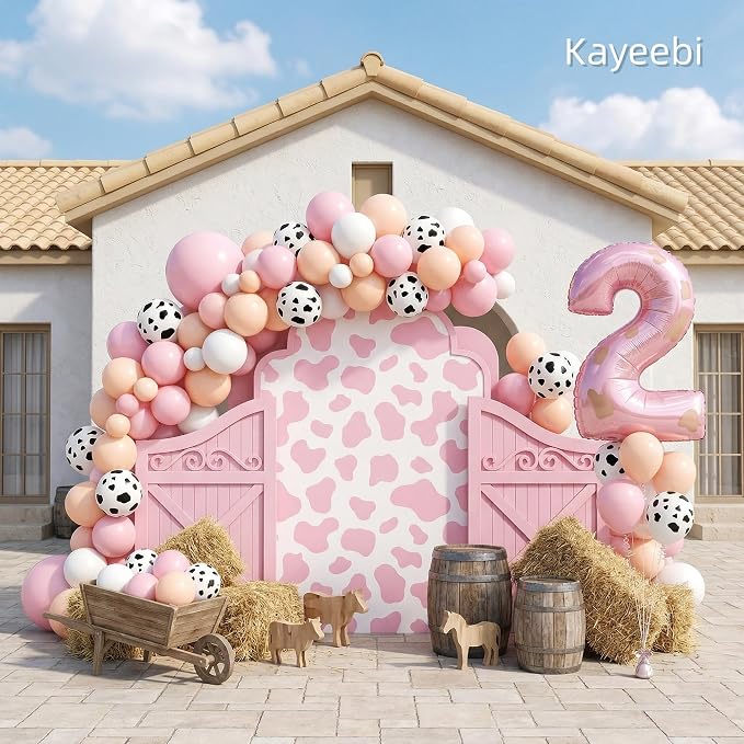 Pink White Cow Balloons Cowgirls Farm Animals Birthday Decorations 12inch Light - Image 2