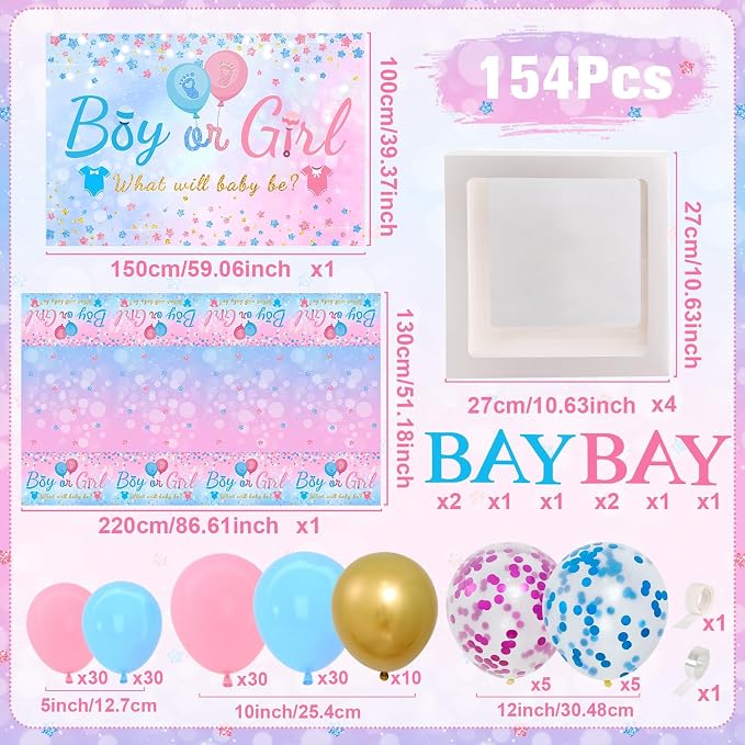 Frigg Pink Blue Gender Reveal Decorations | Balloon Arch Kits, Tablecloths - Image 6