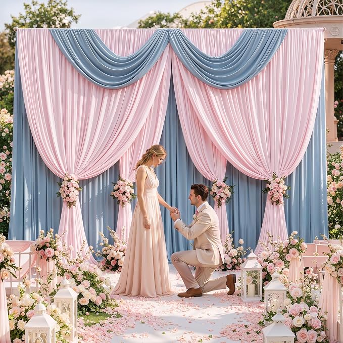50x12 ft Light Pink Backdrop Curtains - Image 2