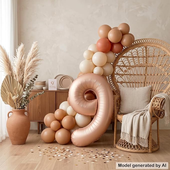 40 Inch Caramel Foil Number 9 Balloon - Image 3