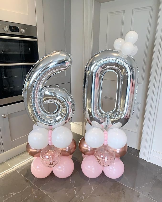 40 Inch Silver 60 Number Balloons Giant Jumbo Huge 60 Foil Mylar Helium Number - Image 6