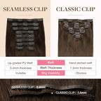 GOO GOO Clip in Hair Extensions Real Human Hair, Remy Human Hair Extensions Clip ins for Women, Natural Human Hair, 14inch 130g 9Pcs, 4A Chocolate Brown