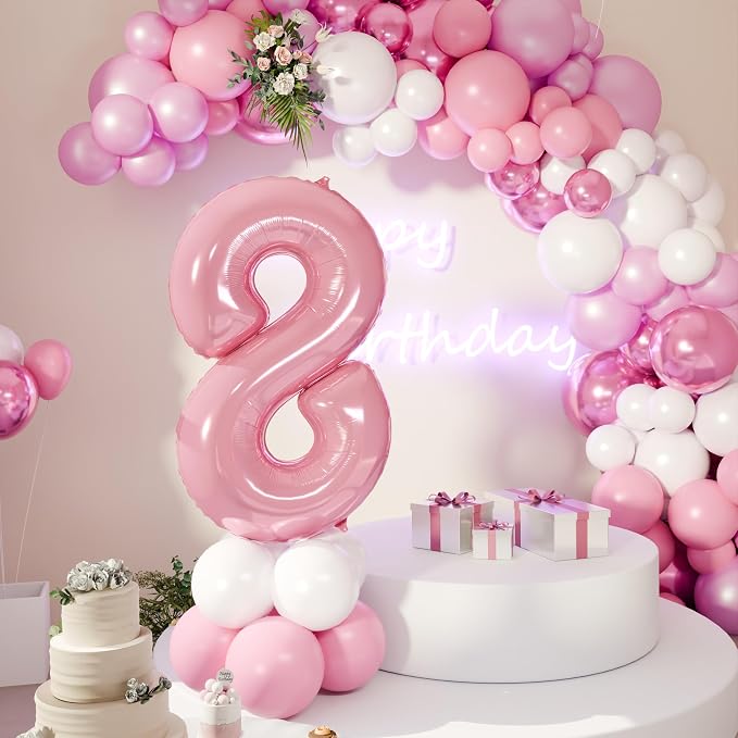 RainbowQ Pink 8 Balloon Number 40 Inch 0-40 Foil Large Balloons | Big Mylar 8 - Image 7