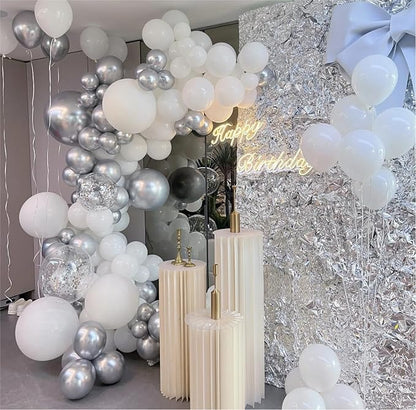 136pcs White and Silver Balloons Garland Arch Kit - Image 3