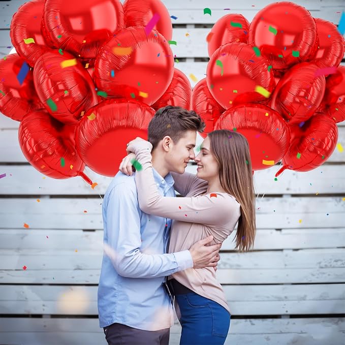 20PCS Red Round Shaped Balloons, 18 Inch Round Foil Balloon, Round Aluminum - Image 5