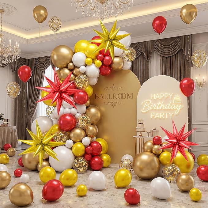 22/27 Inch Gold Red Star Balloons, Cone Spike Balloon, Aluminum Foil Balloon - Image 5