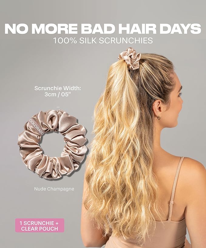 SUNDAYSILKS™ Luxurious Mulberry Silk Scrunchies for Women & Girls | No-Slip, Silky Hair Ties for Natural, Curly, Thin or Thick Hair | Gentle Hold for Ponytails & Sleep | Mini to Large Sizes [1 Pack]
