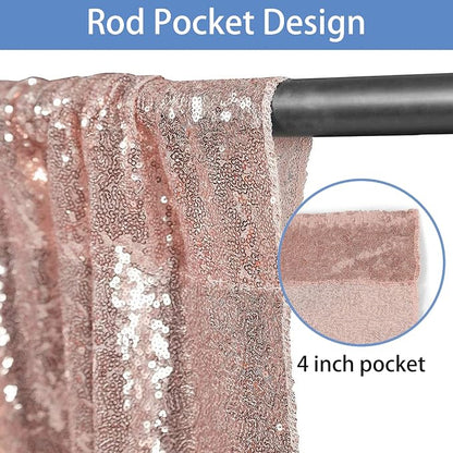 Hahuho Rose Gold Sequin Backdrop Curtain, Party Decoration（2 Panels, 4FT x 8FT - Image 3